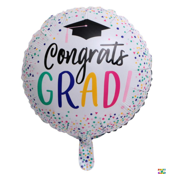 18" Graduation White Confetti Balloon