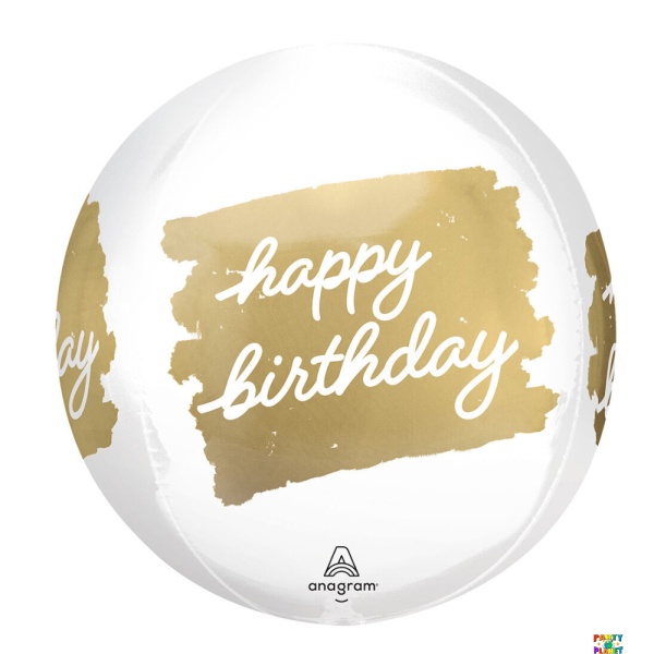 16" Golden Birthday Balloon Orbz