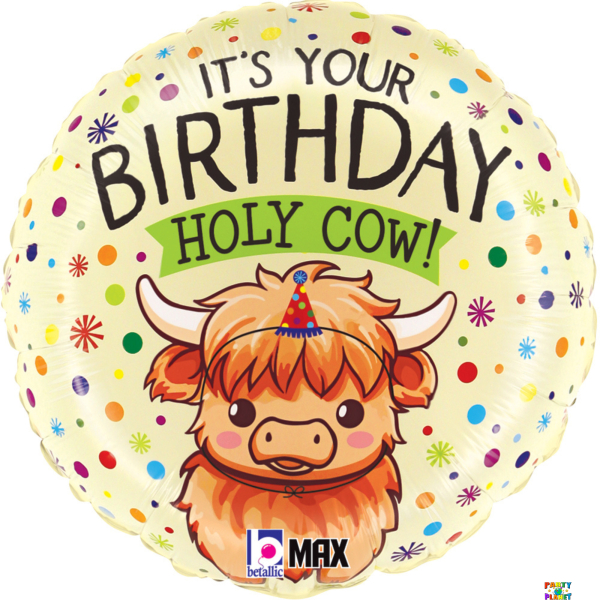18" PKG HBD HIGHLAND HOLY COW BIRTHDAY BALLOON