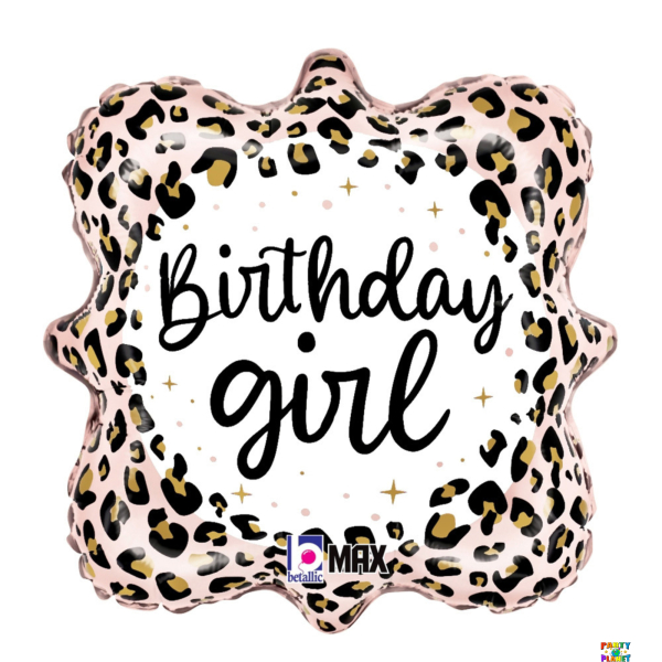 18" Satin Leopard Birthday Girl Balloon #428