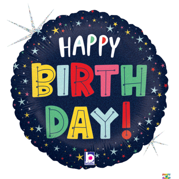 18" Bday Colorful Stars Balloon #236