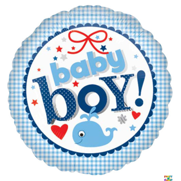 18" Baby Boy Gingham Balloon #153