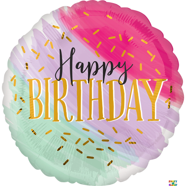 28" Water Color Happy Birthday Balloon #255