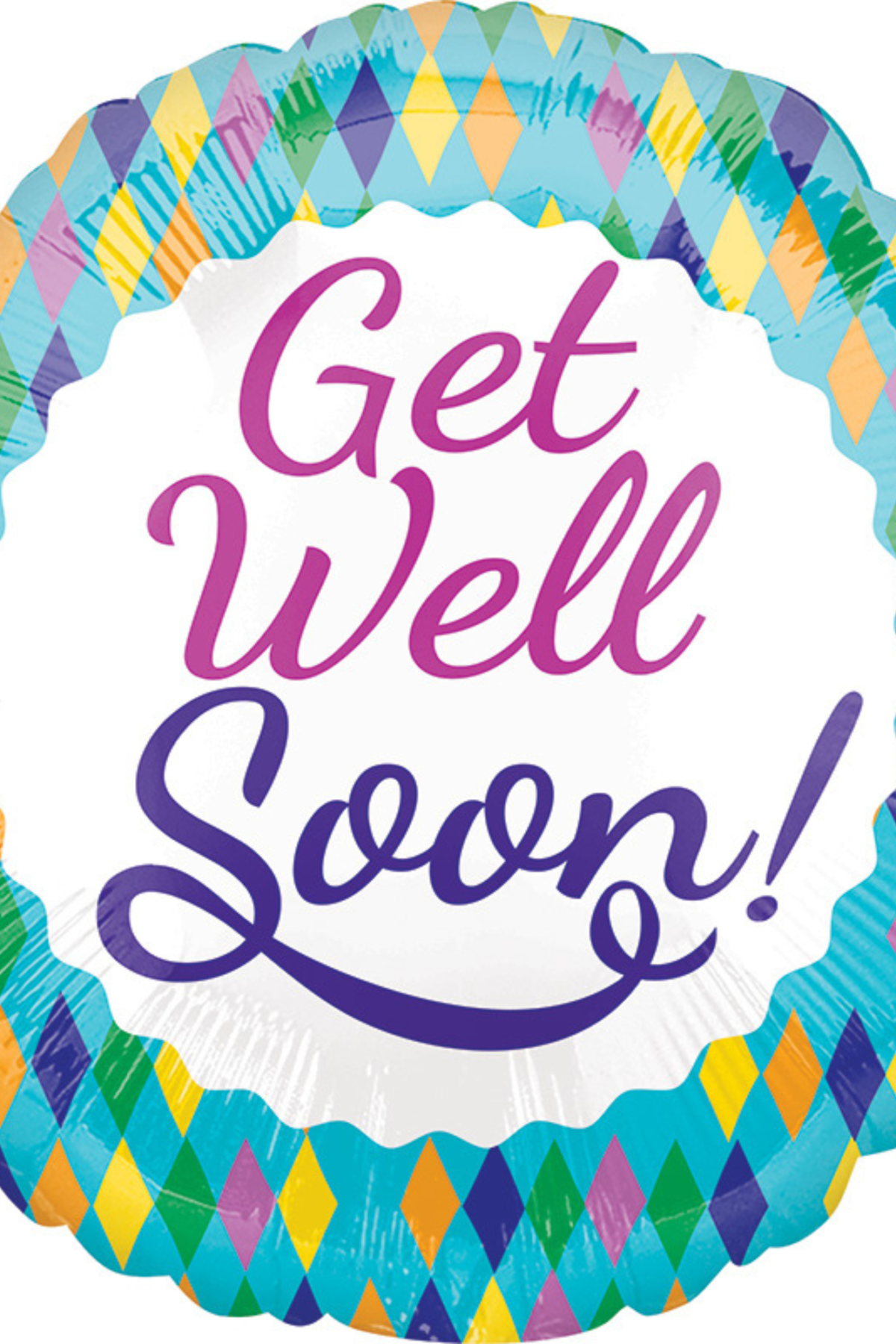18" Get Well Colorful Diamonds Balloon #115