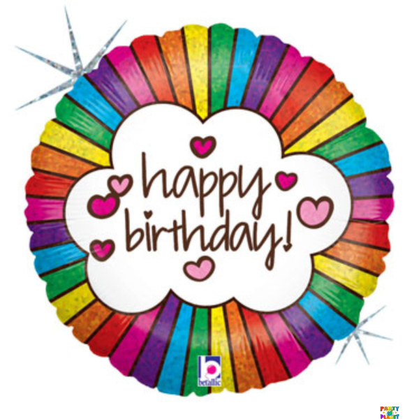 18" Retro Rainbow Bday Holo Balloon #11