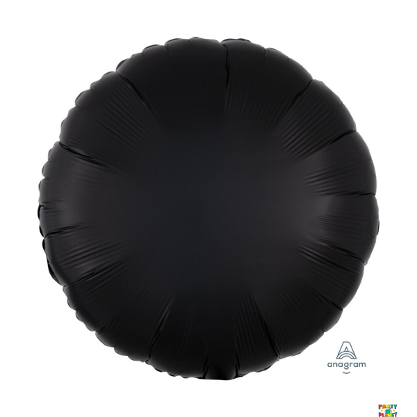18" Luxe Satin Black Round Balloon - PKG