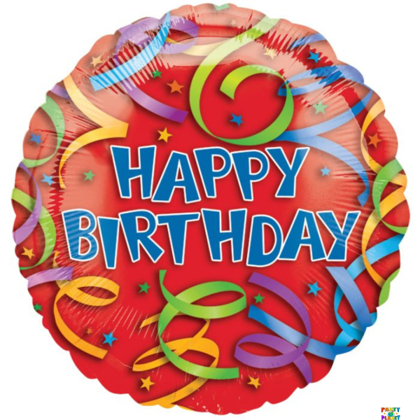 18" Happy Bday Streamers 2 Balloon #61