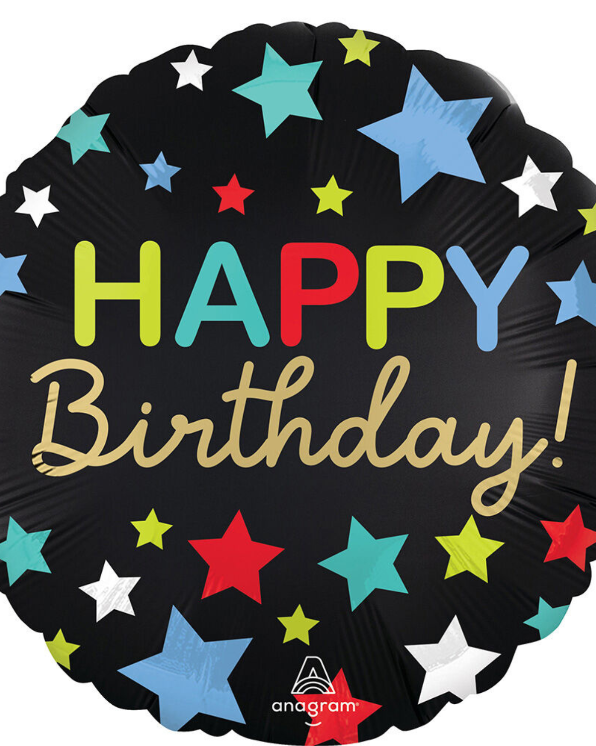 18" Satin Happy Birthday Stars Balloon #157