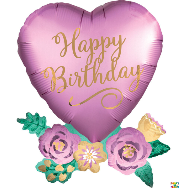 30" Birthday Satin Heart Balloon #268