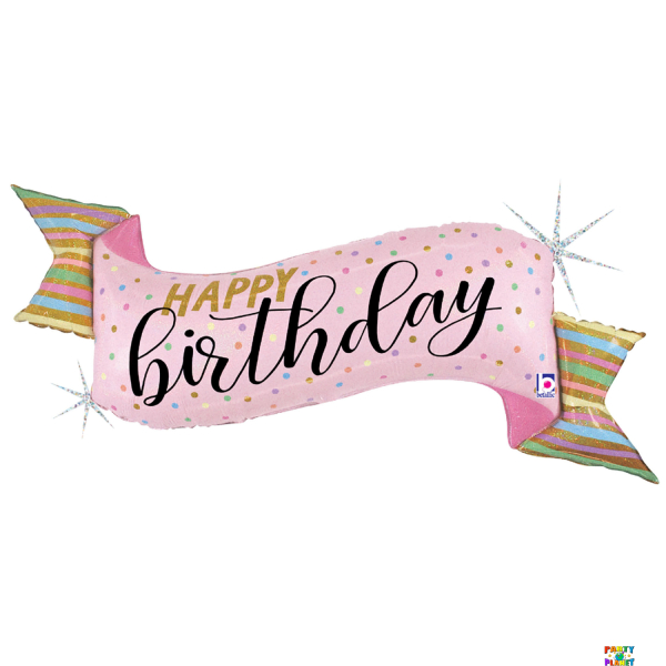 45" Pastel Birthday Banner Balloon PKG