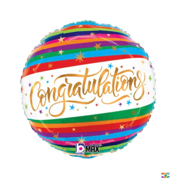 18" Congratulations Fun Stripes Balloon