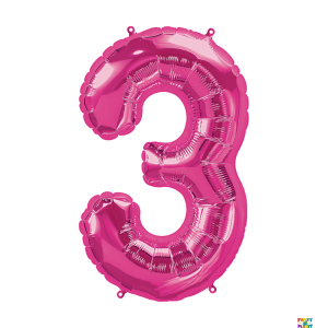 34'' Hot Pink Number Foil Balloons - Image 3