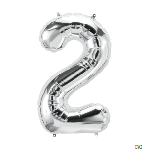 16'' Silver Number Foil Balloons - Image 2
