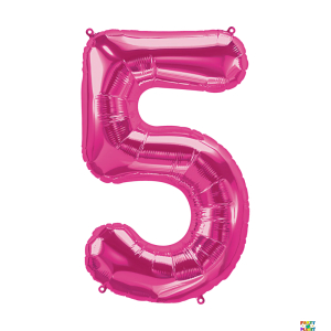 34'' Hot Pink Number Foil Balloons - Image 5