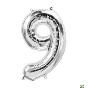 16'' Silver Number Foil Balloons - Image 3