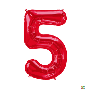 34'' Red Number Foil Balloons - Image 5