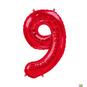34'' Red Number Foil Balloons - Image 9