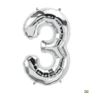 34'' Silver Number Foil Balloons - Image 4