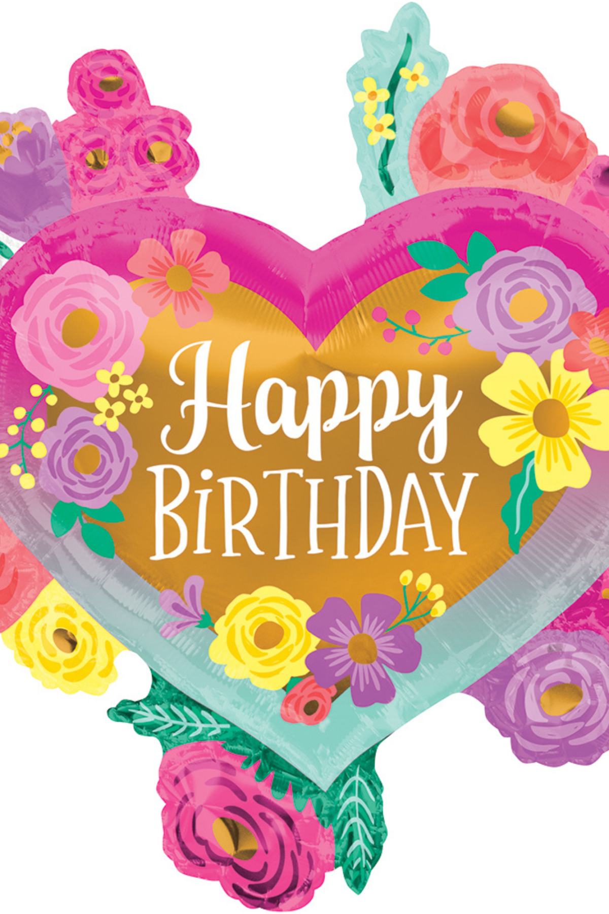 27" Happy Birthday Painted Flowers Balloon #264