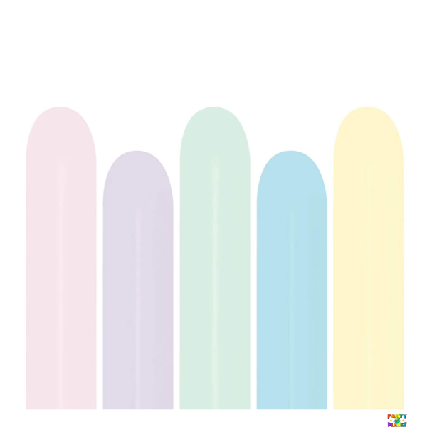 Sempertex 260 Pastel Matte Assorted Latex Balloons 50ct.
