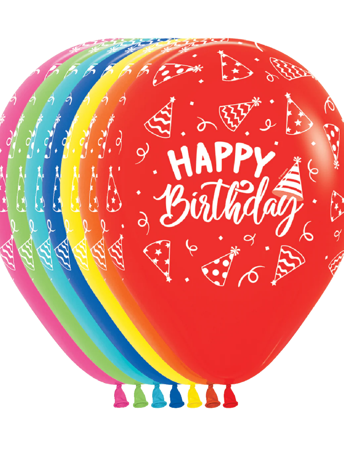 11" SEMPERTEX HAPPY BIRTHDAY HATS ASSORTED COLORS 50CT.