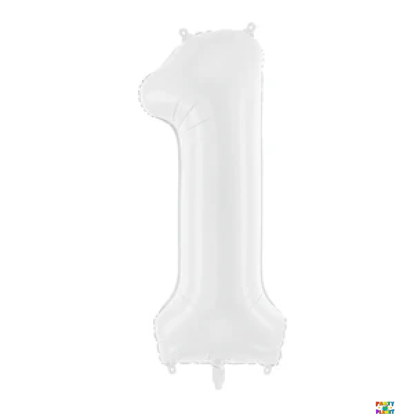 34'' White Number Foil Balloons