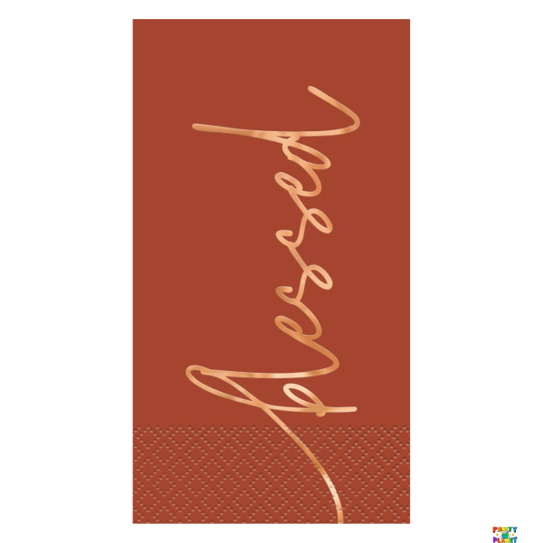 Elegant Thanksgiving "Blessed" Guest Napkins 16ct - Foil Stamping