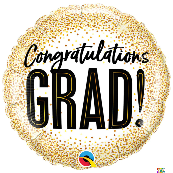 18" Grad Gold Glitter Dots Balloon #483