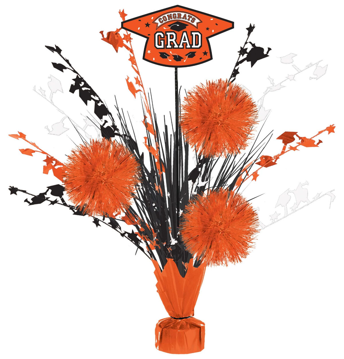 Grad Tinsel Burst Centerpiece - Orange