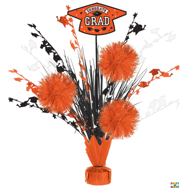 Grad Tinsel Burst Centerpiece - Orange