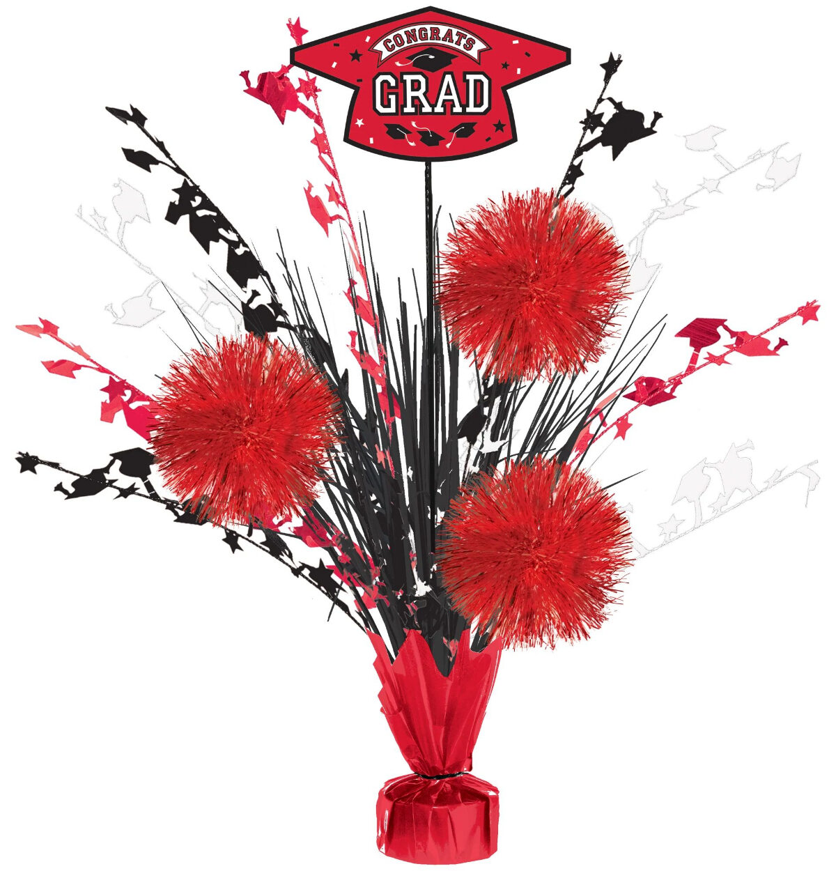Grad Tinsel Burst Centerpiece - Red