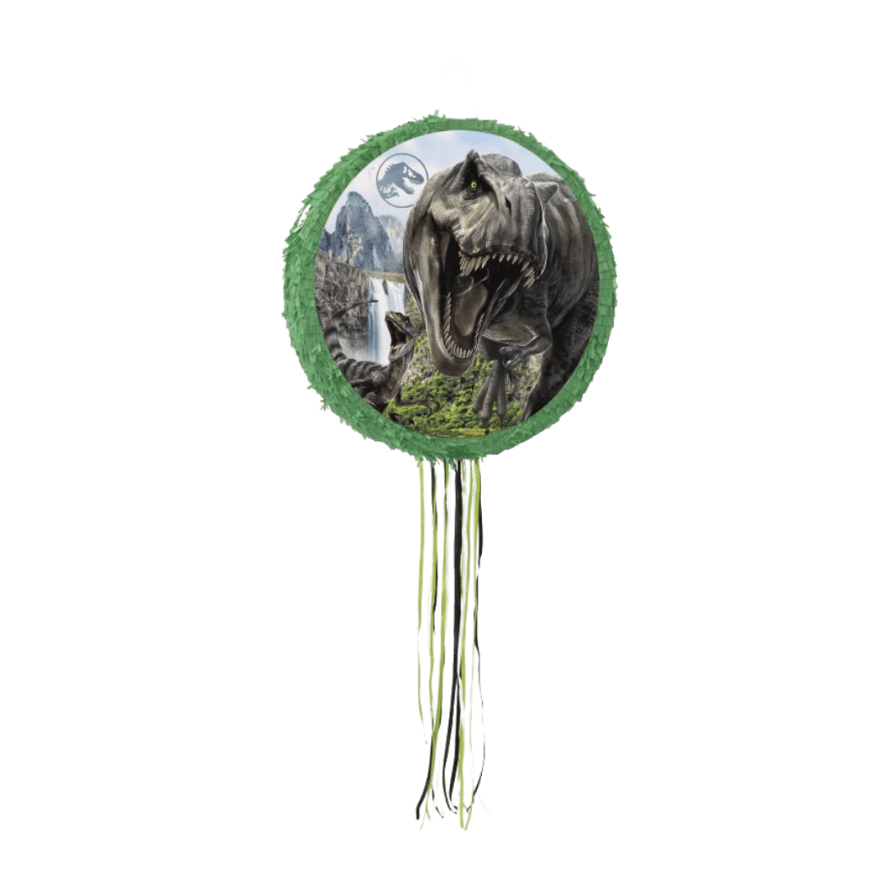 15449_BLA_787dac4e-6a55-4e0a-840b-623ba538d644-1.jpg Jurassic World 4 Shaped Drum Pull Pinata - Image 1