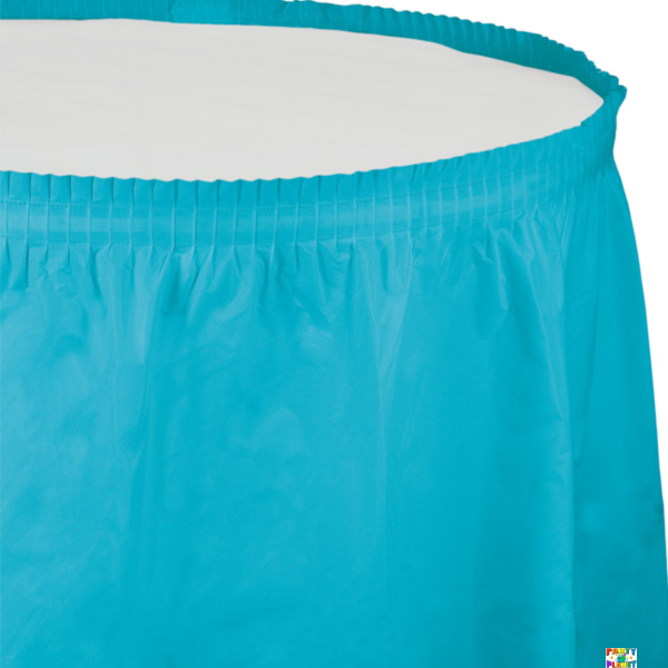 Bermuda Blue Plastic Table Skirt 29in x 14ft