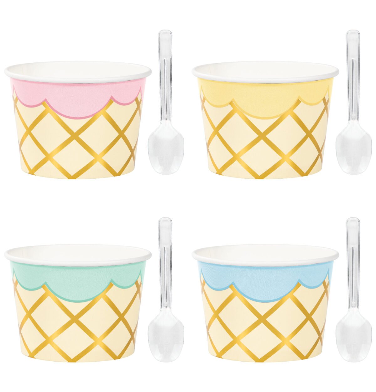 8CT W/SPOONS ICE CREAM CUPS TREAT