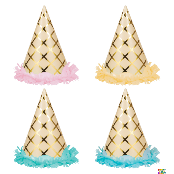8CT. FOIL ICE CREAM PARTY HATS