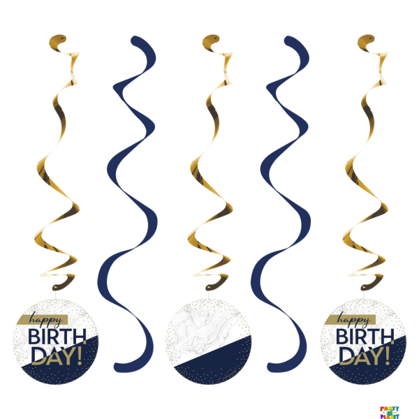 Navy & Gold Dizzy Danglers 5ct.