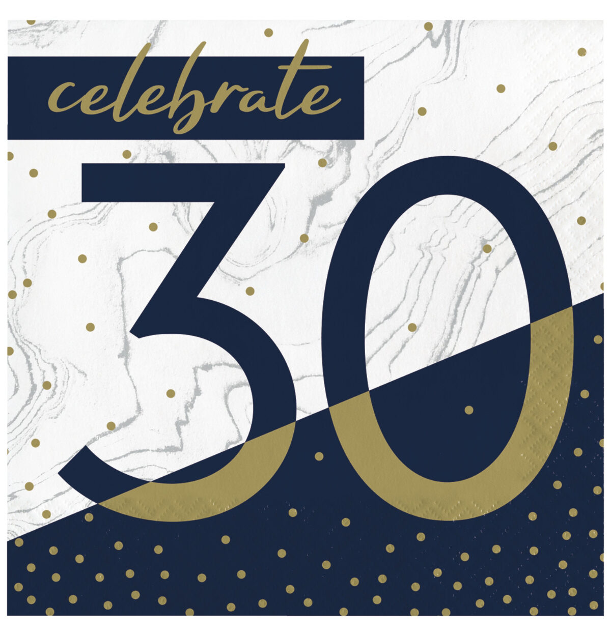 Navy & Gold Milestone 30th Lunch Napkins 16ct.