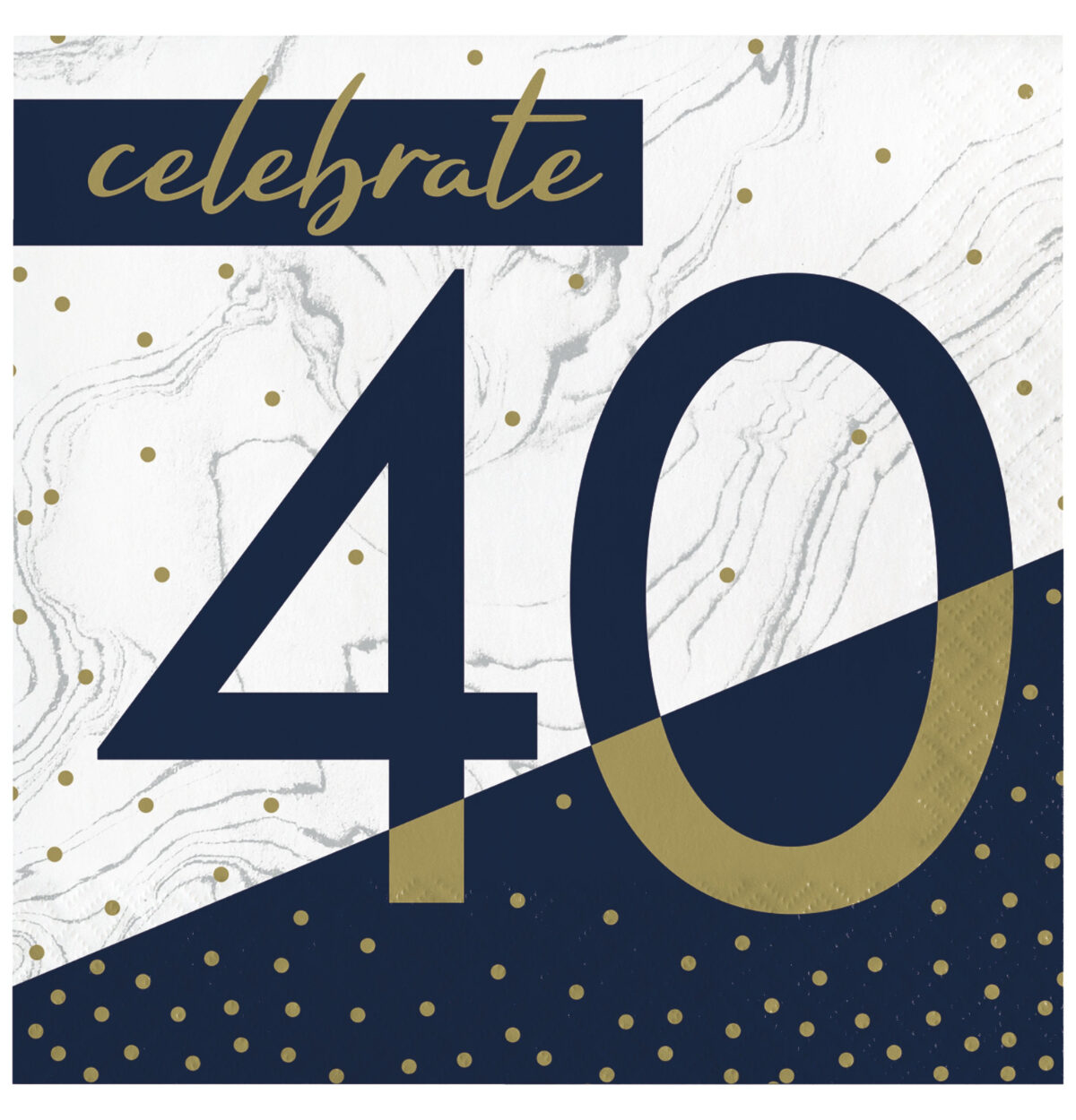 Navy & Gold Milestone 40th Lunch Napkins 16ct.