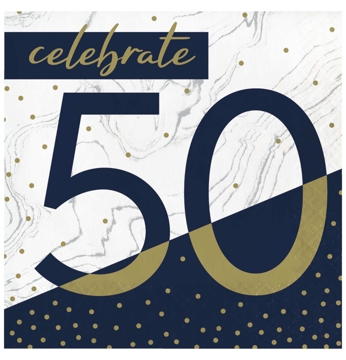 Navy & Gold Milestone 50th Lunch Napkins 16ct.