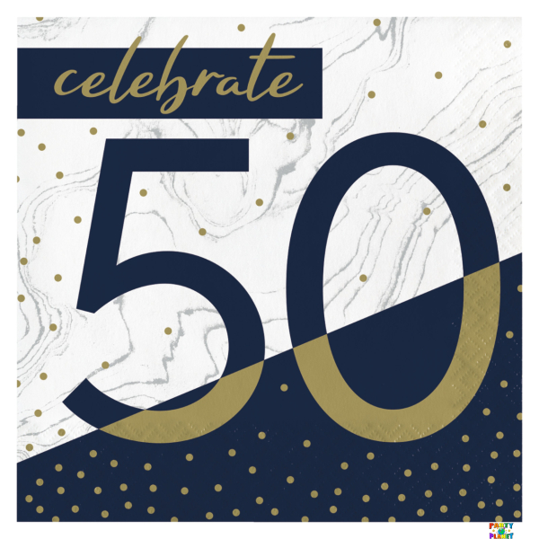 Navy & Gold Milestone 50th Lunch Napkins 16ct.