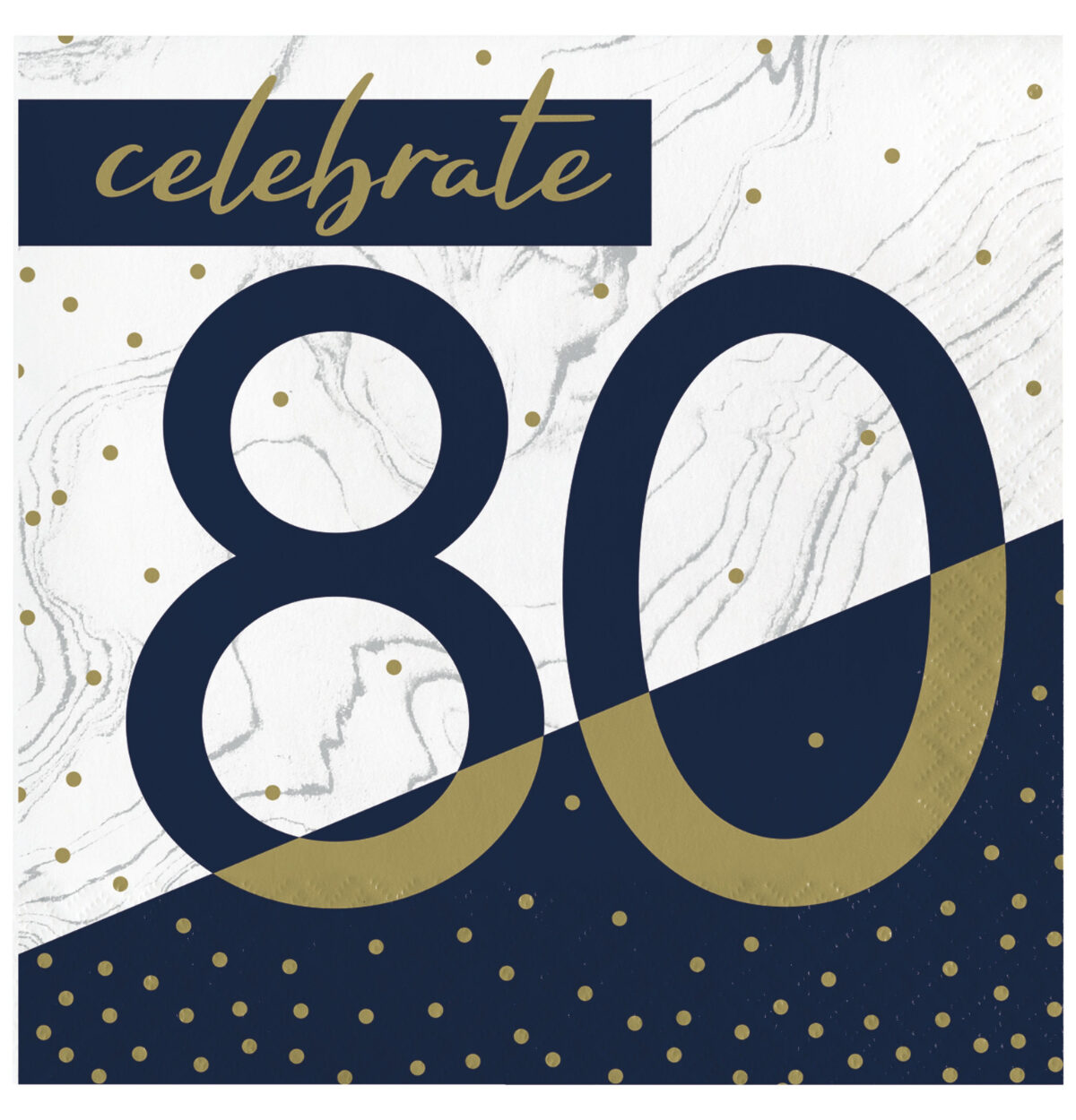 Navy & Gold Milestone 80th Lunch Napkins 16ct.