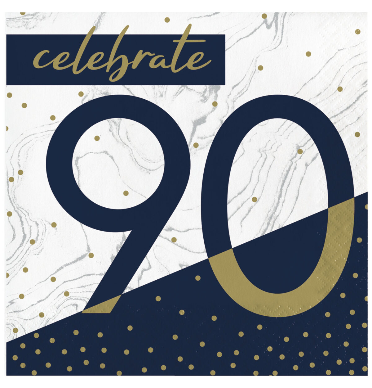 Navy & Gold Milestone 90th Lunch Napkins 16ct.