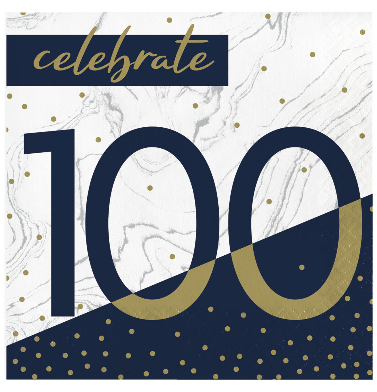 Navy & Gold Milestone 100th Lunch Napkins 16ct.