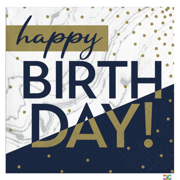 Navy & Gold Milestone Beverage Napkins 16ct. 2ply