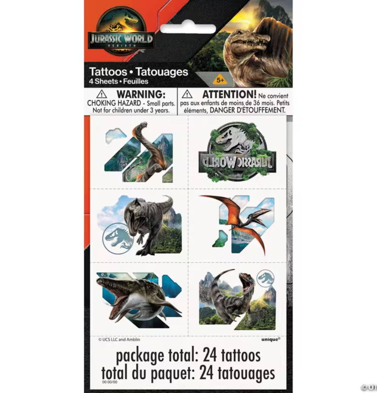 Jurassic World Tattoos 8CT.