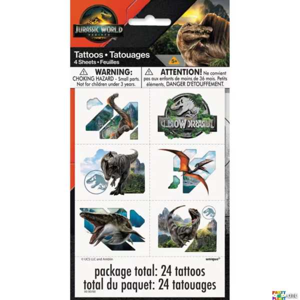 Jurassic World Tattoos 8CT.