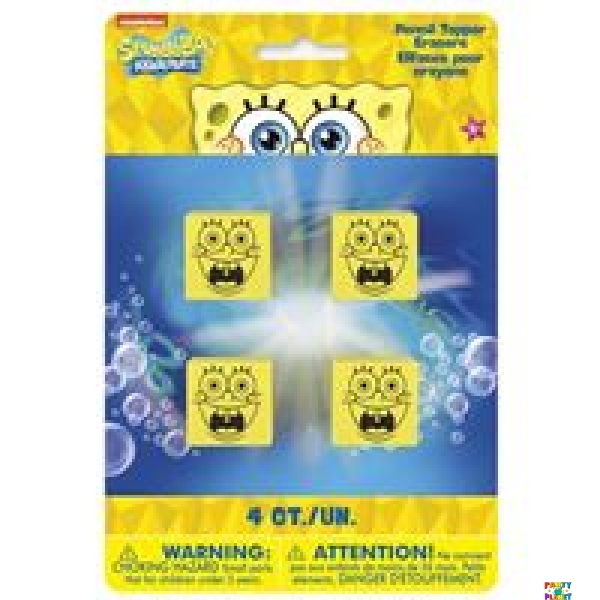 SpongeBob SquarePants Pencil Top Erasers 4ct