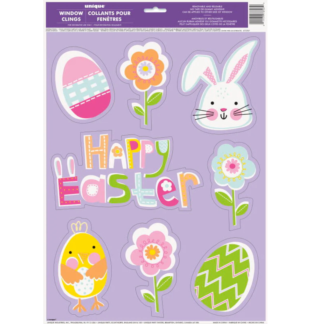 Lilac Easter Window Clings Sheet