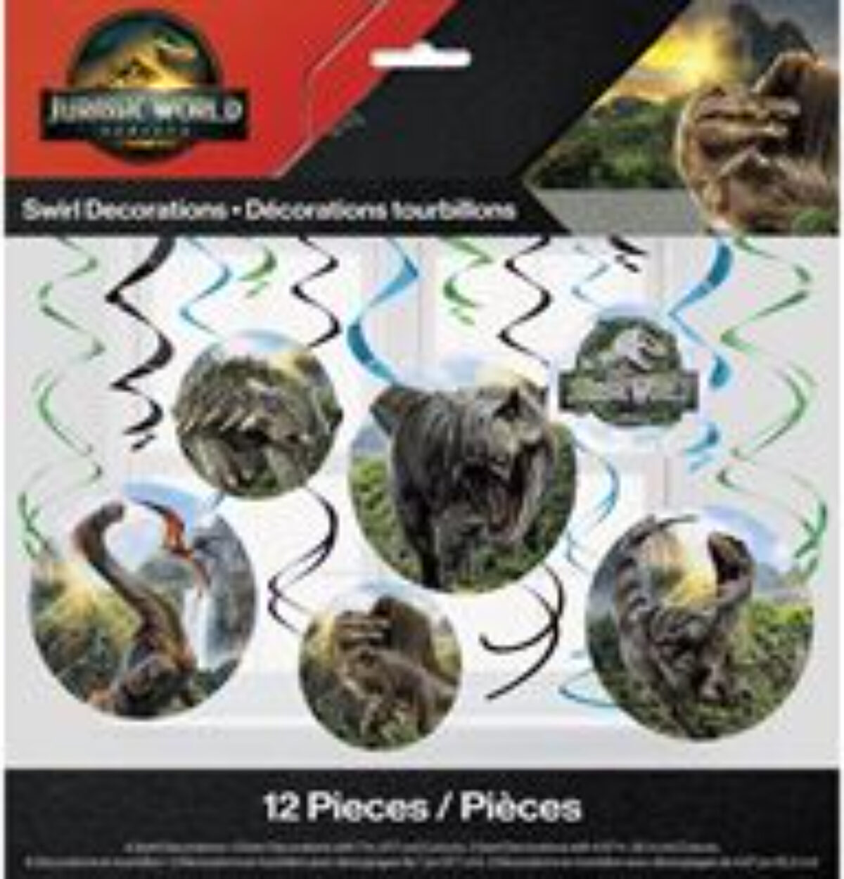 Jurassic World 4 Hanging Swirl Decorations 12ct.