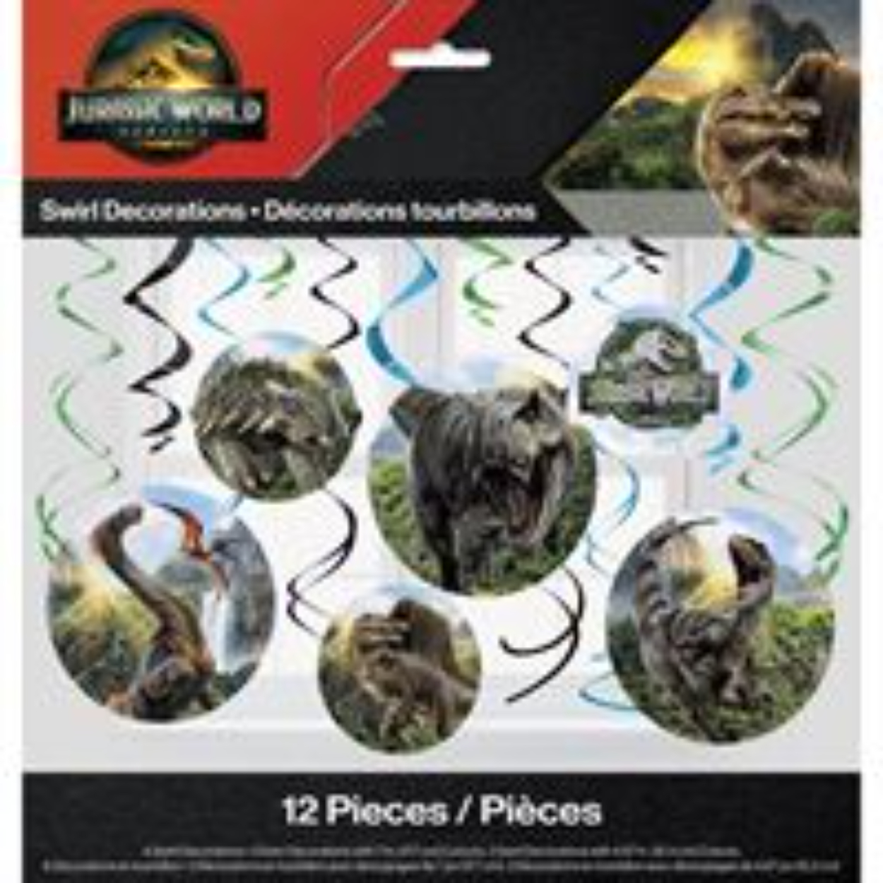 81413685_182_200x200.jpg Jurassic World 4 Hanging Swirl Decorations 12ct. - Image 1